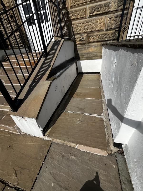 Before: Paved path repointing & lead flashing reseal, Wells House, Ilkley